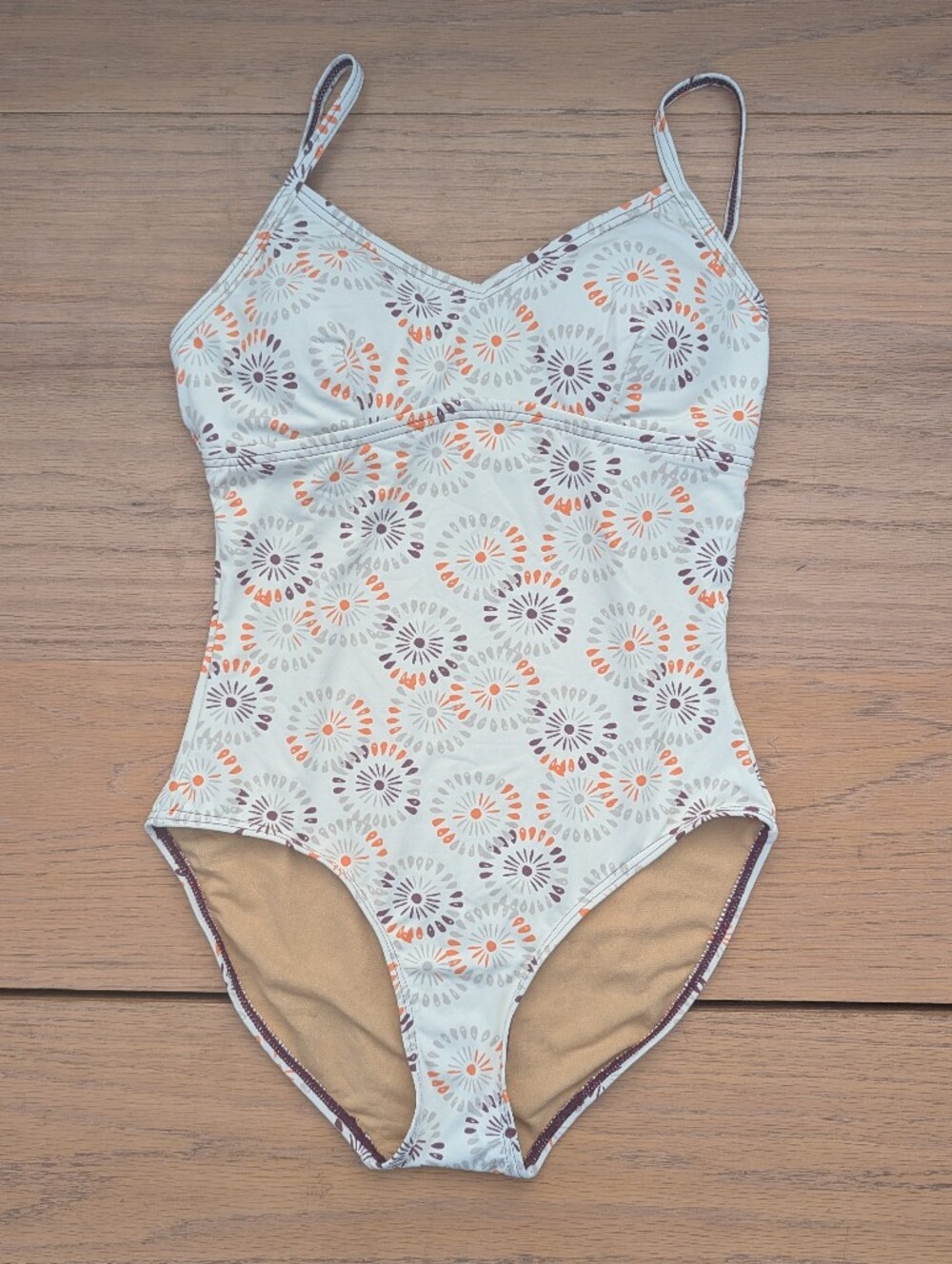 New DownEast White Pinwheel Floral Print Women's One-Piece Paddle Board Swimsuit